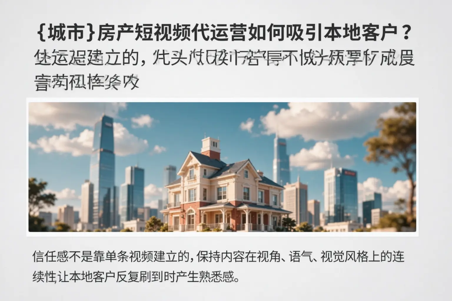 大荔房产短视频代运营如何吸引本地客户?